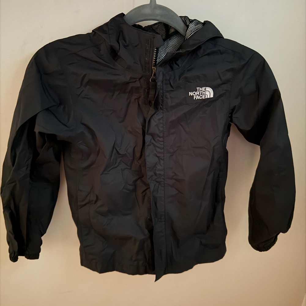 The North Face Kids' Black Hooded Rain Jacket Boys Small 7/8